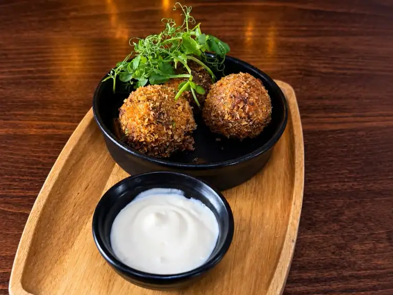 Beef cheek croquettes with horseradish mayo at Vault Bar + Kitchen, Whalley